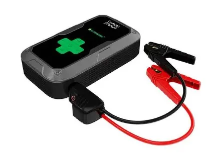 ARRANCADOR DE BATERIA PORTATIL CON COMPRESOR DE AIRE 11200 mAh CABLE CARG. TIPO C + BOLSO REF. JT1200 EVERGREEN