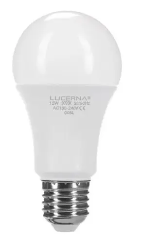 BOMBILLO LED TIPO BULBO 12 W E27 3000 K (LUZ CALIDA) MULTV 100 - 265 V REF. 12WA603K MARCA LUCERNA