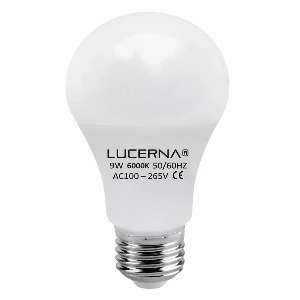 BOMBILLO LED TIPO BULBO 9 W E27 6000 K (LUZ FRIA) MULTV 100 - 265 V REF. 9WA606K MARCA LUCERNA