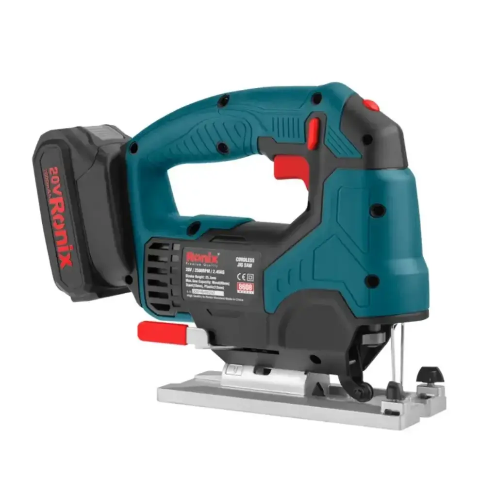 SIERRA CALADORA INALAMBRICA 20 V 2 BATERIAS 2.0 AH Y MALETIN,  LASER DE GUIA REF. 8608 MARCA RONIX