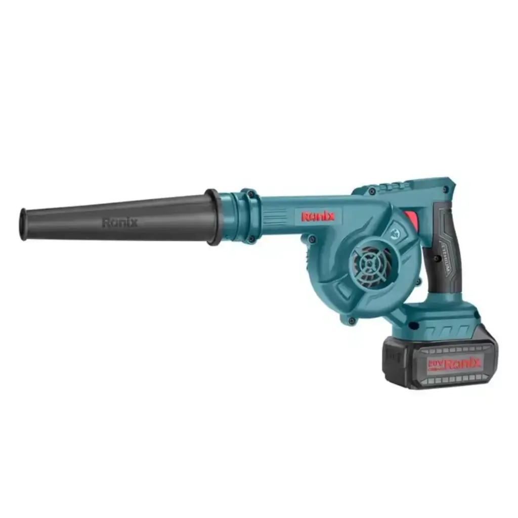 KIT SOPLADOR INALAMBRICO 20 V / 2.0 AH C/ BATERIA 2.0 AH + CARGADOR VELOCIDAD MAX 7" 18000RPM REF. 8611 MARCA RONIX