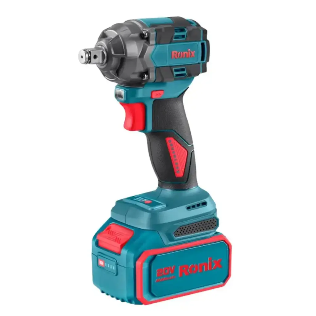 LLAVE DE IMPACTO BRUSHLESS (SIN CARBON) 1/2" 20 V 2.400 RPM 350 Nm LUZ LED C/ 2 BATERIAS 4.0 AH + CARGADOR Y MALETIN REF. 8672 MARCA RONIX