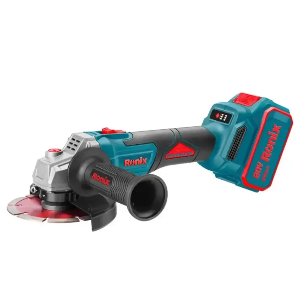 ESMERIL INALAMBRICO 4 1/2" 20 V 8500 RPM INTERRUPTOR SUP. C/ 2 BAT 4 AH / CARG + MAL REF. 8680 / 616891 MARCA RONIX