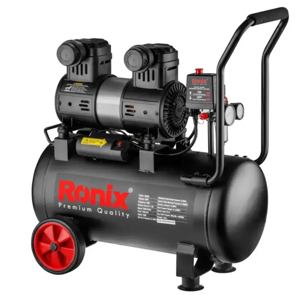 COMPRESOR DE AIRE SILENCIOSO 55 LITROS  2.2 HP 1800W 110 V MOTOR SILENCIOSO SIN ACEITE 140L / MIN REF. RC-5012V MARCA RONIX