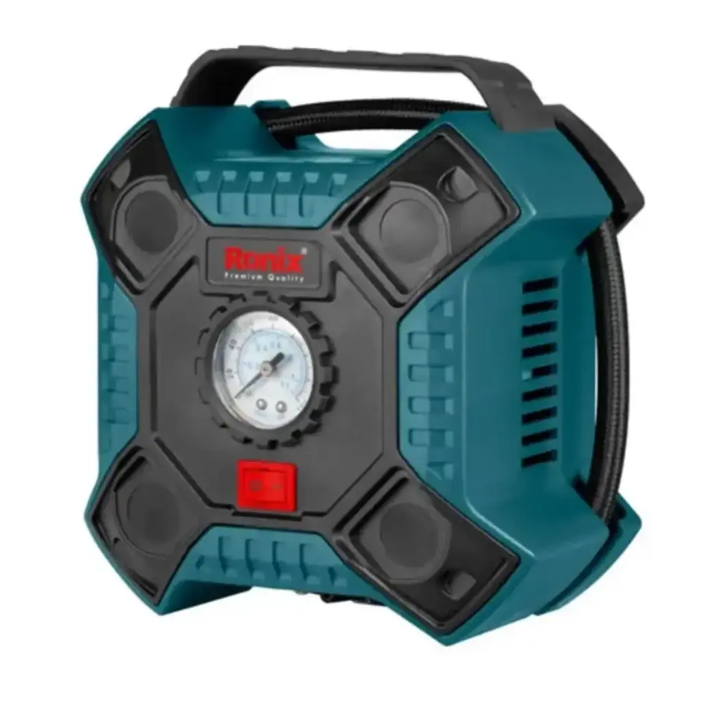 MINI COMPRESOR ELECTRICO DE AIRE 12 V 160 PSI MANGUERA 60 CM REF. RH-4263 MARCA RONIX