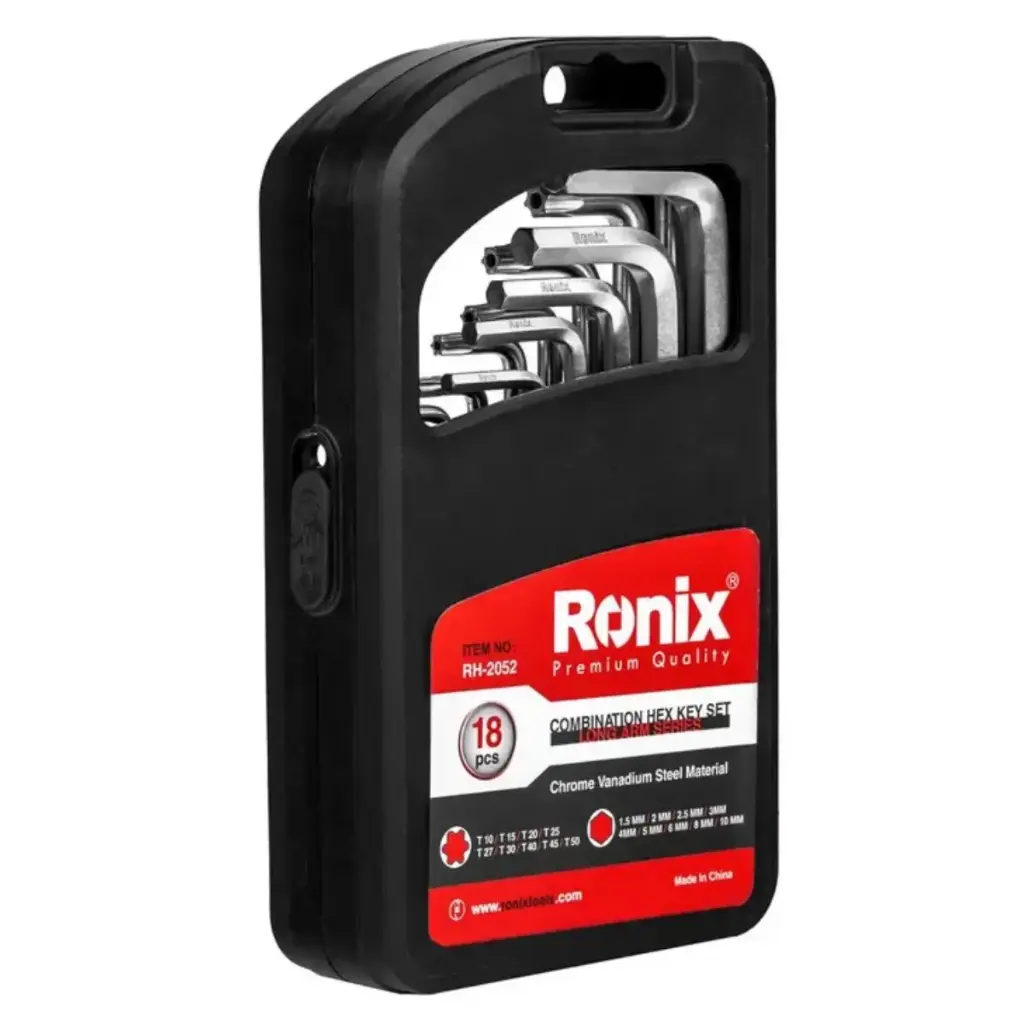 JUEGO DE LLAVES HEXAGONAL - TORX LARGAS 18 PIEZAS ( 1.5 - 10 MM / T10 - T50 ) REF. RH-2052 MARCA RONIX
