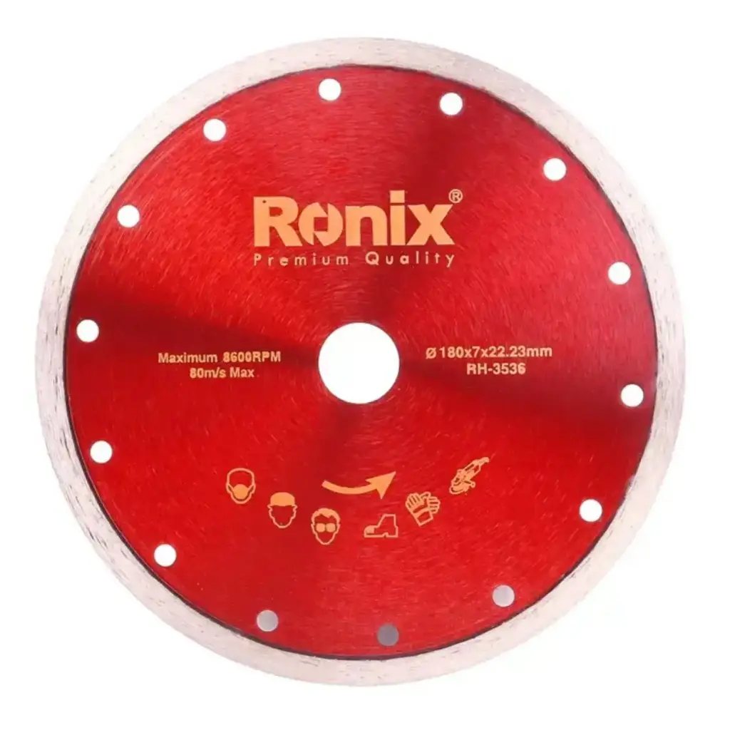 DISCO CORTE CERAMICA 7" 180 X 22.2 X 7 MM 8.600 RPM REF. RH-3536 MARCA RONIX