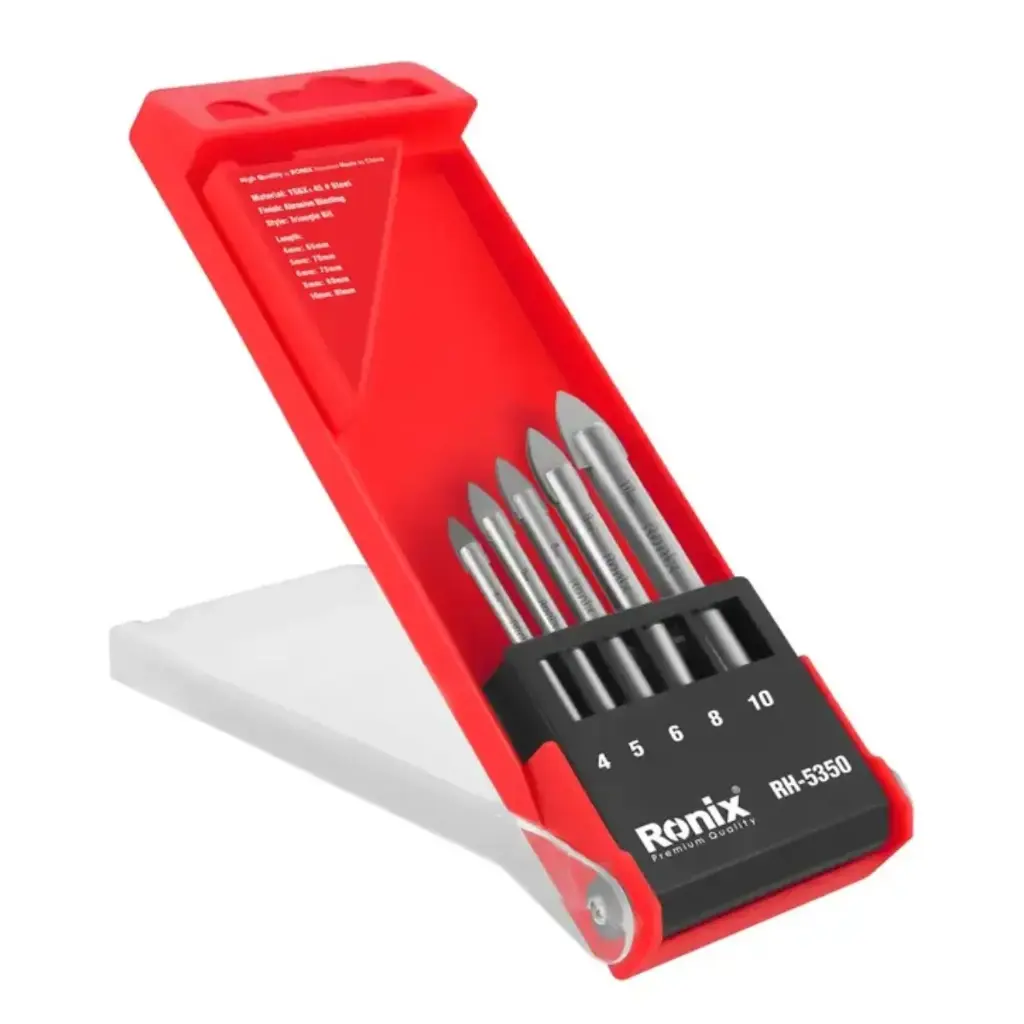 SET DE BROCAS VIDRIO / CERAMICA 5 PIEZAS ( 4,5,6,8,10 MM ) REF. RH-5350 MARCA RONIX