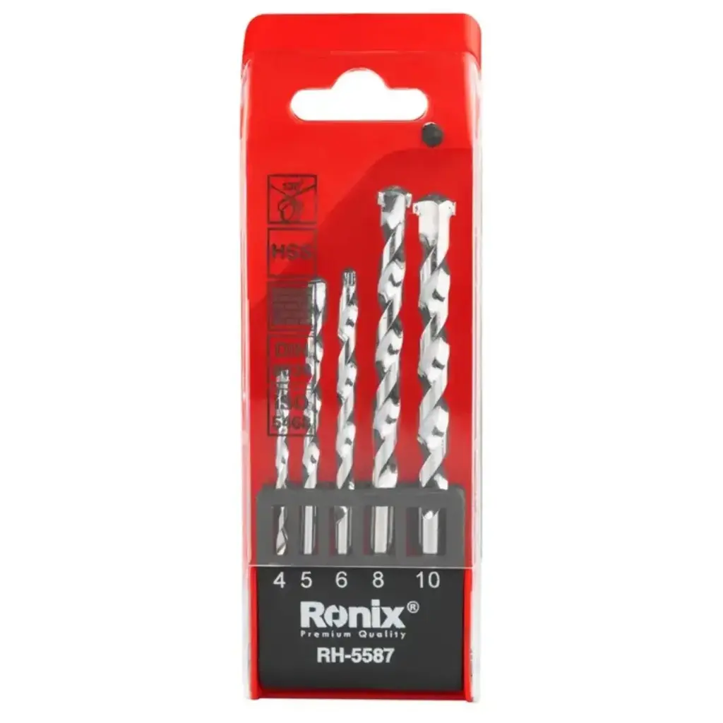 JUEGO DE MECHAS PARA METAL 5 PIEZAS ( 4-5-6-8-10 MM ) REF. RH-5587 MARCA RONIX