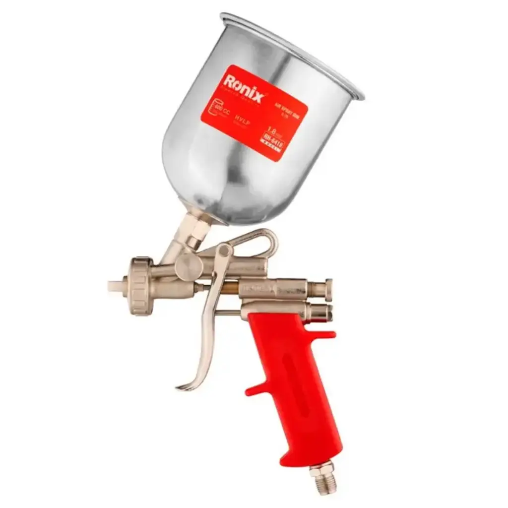 PISTOLA PARA PINTAR MOD. E-70 C/ BOQUILLA 1.80 MM ENVASE ALUMINIO 600 cc PRESION 3,5 -5 BAR REF. RH-6418 MARCA RONIX