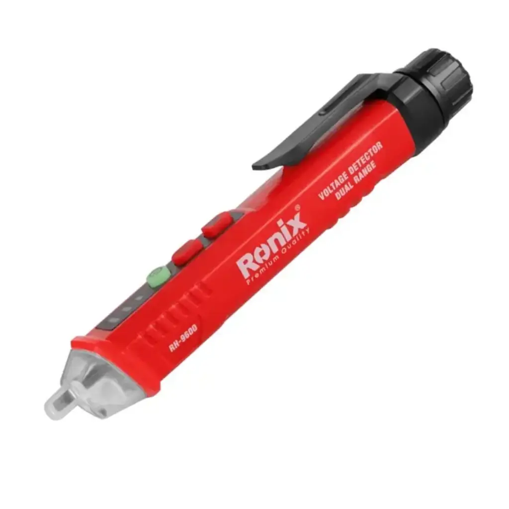 DETECTOR DE VOLTAJE PROF. RANGO DOBLE 12 V - 1000 V Y 48 V - 1000 V CON INDICADOR LED Y SONIDO INCLUYE 2 BATERIA AA REF. RH-9600 MARCA RONIX
