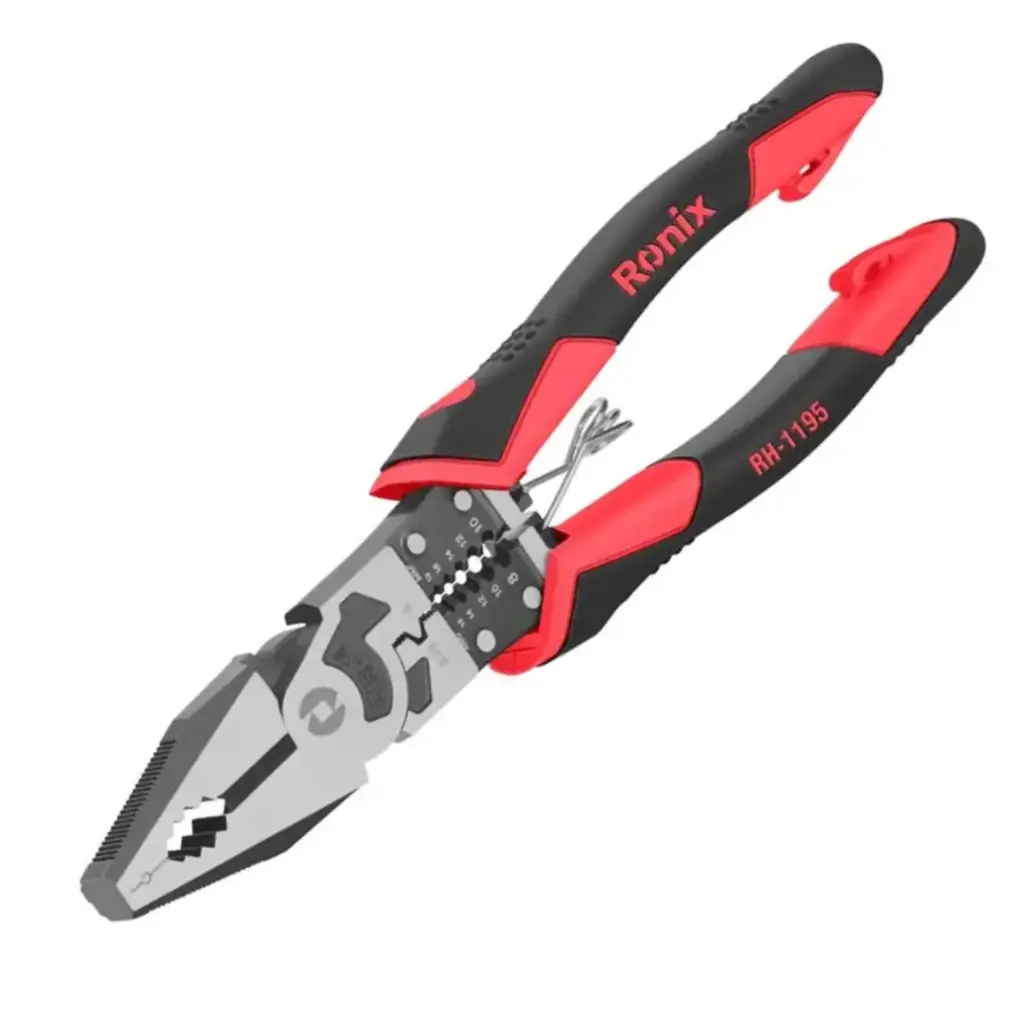 ALICATE ELECTRICISTA MULTIFUNCION CRV + TPR 8" 200mm REF. RH-1195 MARCA RONIX