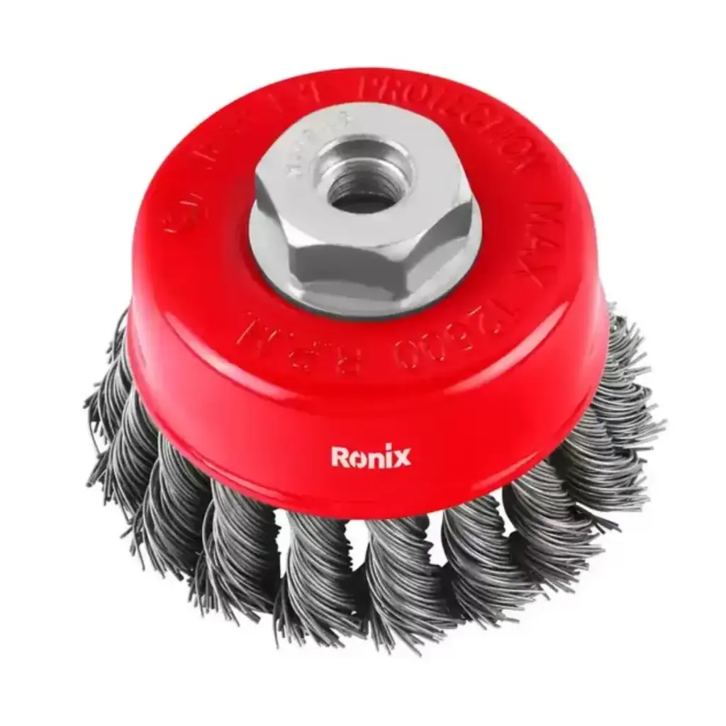 CEPILLO DE ALAMBRE ENTORCHADO DE COPA 3" x M14 (75mm) REF. RH-9942 MARCA RONIX
