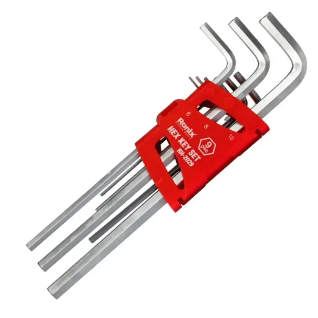 JUEGO DE LLAVE HEXAGONAL EXTRA LARGA 9 PIEZAS MM (1.50 - 10 MM) REF. RH-2029 MARCA RONIX 