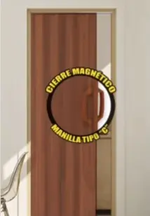 PUERTA PLEGABLE PVC COLOR NOGAL 90 X 210 CM ESP. 6MM REF. 9021601 / 199035 MARCA BRUFER
