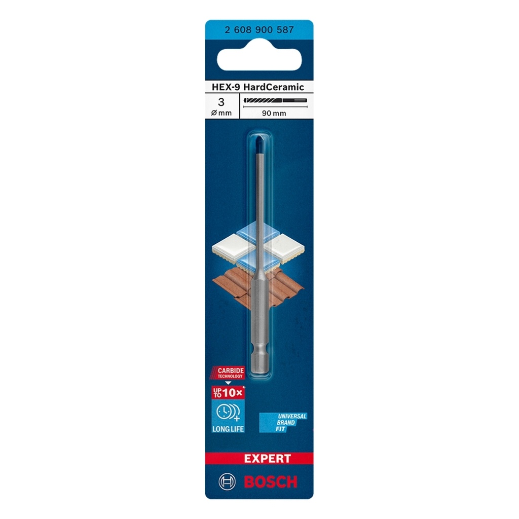 MECHA / BROCA 3X90 MM PUNTA DE CARBURO P/CERAMICA REF. 2608900587 / 871600 MARCA BOSCH