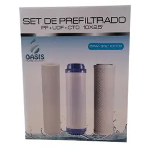 CARTUCHOS PARA FILTRO OSMOSIS 3 ETAPAS PP+UDF-CTO 10" X 2.5" REF. OPW-SGC10CCB MARCA OASIS