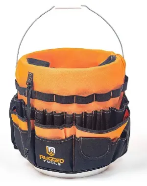 BOLSO P/HERRAMIENTAS 64 BOLSILLOS 53.34 X 53.34 X 48.5 CM P/ BALDE C/ NARANJA REF. 022273 MARCA RUGGED TOOLS