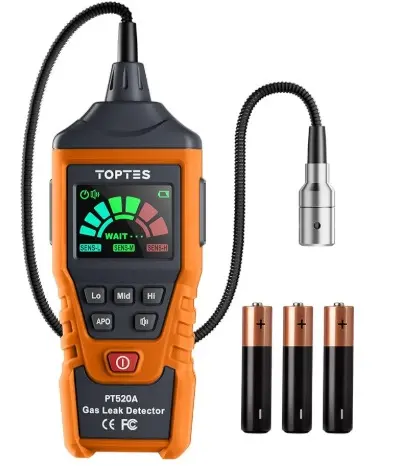 DETECTOR DE GASES DIGITAL PANT. LCD C/SENSOR 17" 50- 10000 PPM P/ MET-PRO-BUT C/ 3BTA. AAA + ESTUCHE REF. PT-520A / X0030YP08X MARCA TOPTES