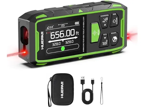 MEDIDOR / METRO LASER 656 LUZ ROJA FT / 200 MTS IP54 RECARGABLE C/CAB. USB+ESTUCHE C/ NEGRO REF. BLM-100 / X0048NE5KH HUEPAR