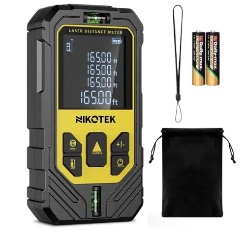 MEDIDOR / METRO LASER LUZ VERDE DE 50 MTS IP54 C/DOBLE NIVEL+ BOLSO+2BAT. AAA REF. NK50 / X00441B3A3 NIKOTEK 