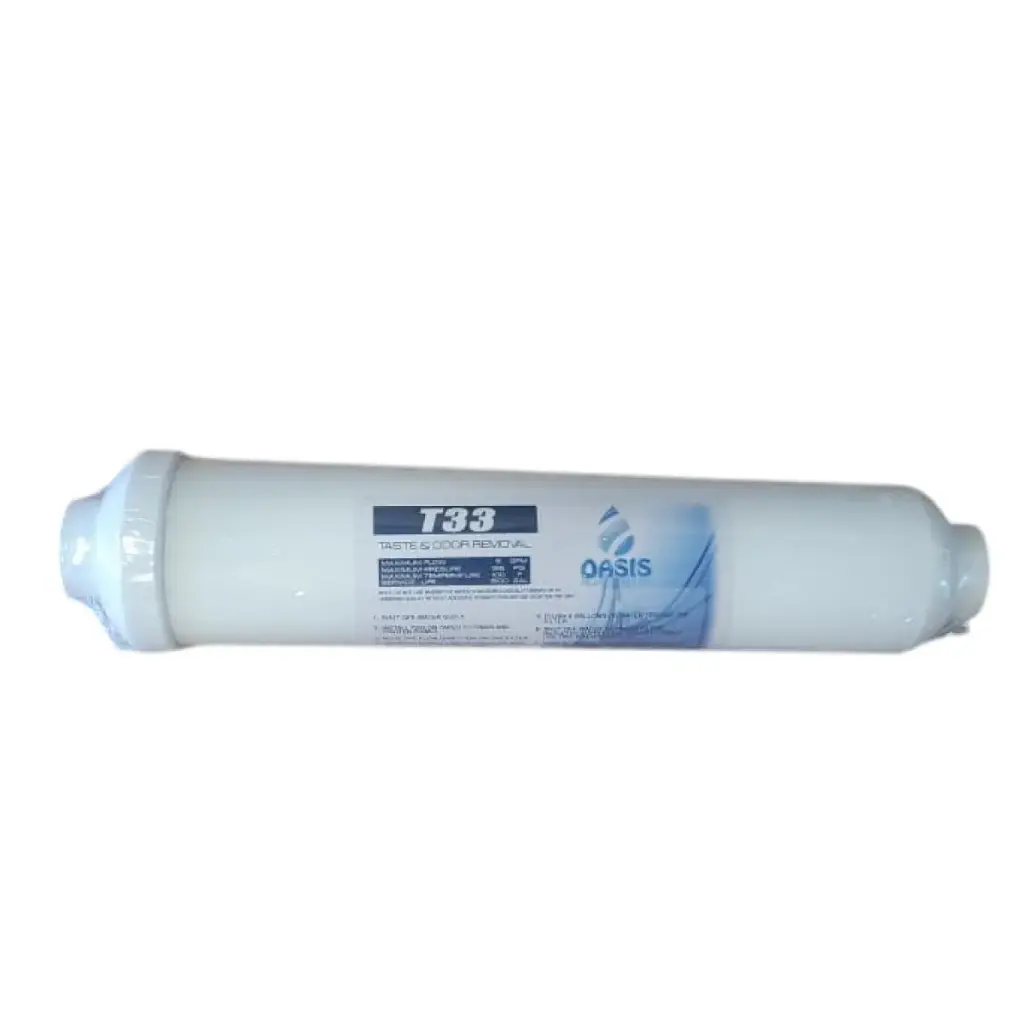 CARTUCHO POST CARBON 10" ELIMINA OLORES-SABORES 5 GPM 125 PSI REF. OPW-T33A MARCA OASIS