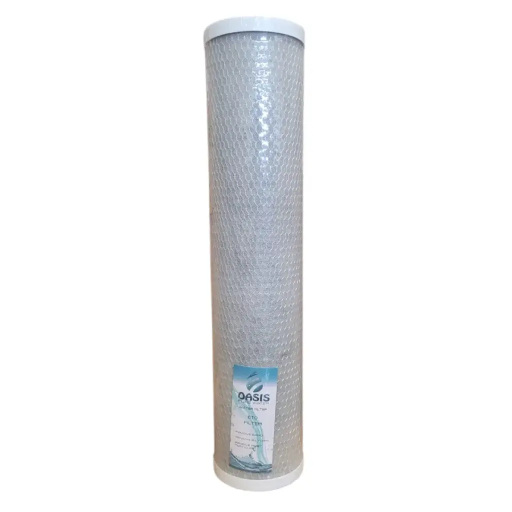 CARTUCHO CARBON BLOCK ACTIVADO 20" X 4.5" REDUCCION DE CLORO-SABORES-OLORES REF. OPW-CTO-20BBYH MARCA OASIS