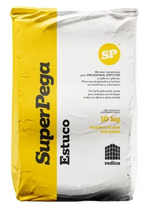 SUPER STUCCO / ESTUCO WALL SUPER LISO / RELLENADOR DE GRIETAS SACO 10 KG COLOR GRIS MARCA SUPER PEGA 