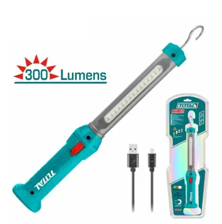 LAMPARA DE TRABAJO PORTATIL LED RECAR. 3.7 V 3.5 W 300 LM MAGNETICA REF. TWLI35261 / 847052 MARCA TOTAL TOOLS