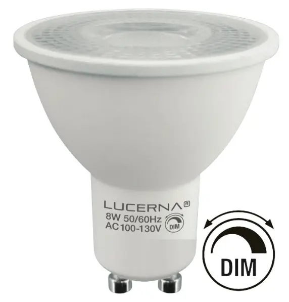 BOMBILLO DICROICO LED GU10 8 W 3000K DIMERIZABLE 10 - 130 V REF. 8W GU10 DIM COD. 172898 MARCA LUCERNA