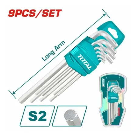 JUEGO DE LLAVES ALLEN HEXAGONAL 9 PZAS REF. THT106191 / 170139 MARCA TOTAL TOOLS