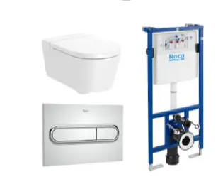 WC SUSPENDIDO C/ TAZA TAPA + PLACA DES + DUPLO FREEST SERIE INSPIRA ROUND BLANCO REF. RO-WC9807 MARCA ROCA 