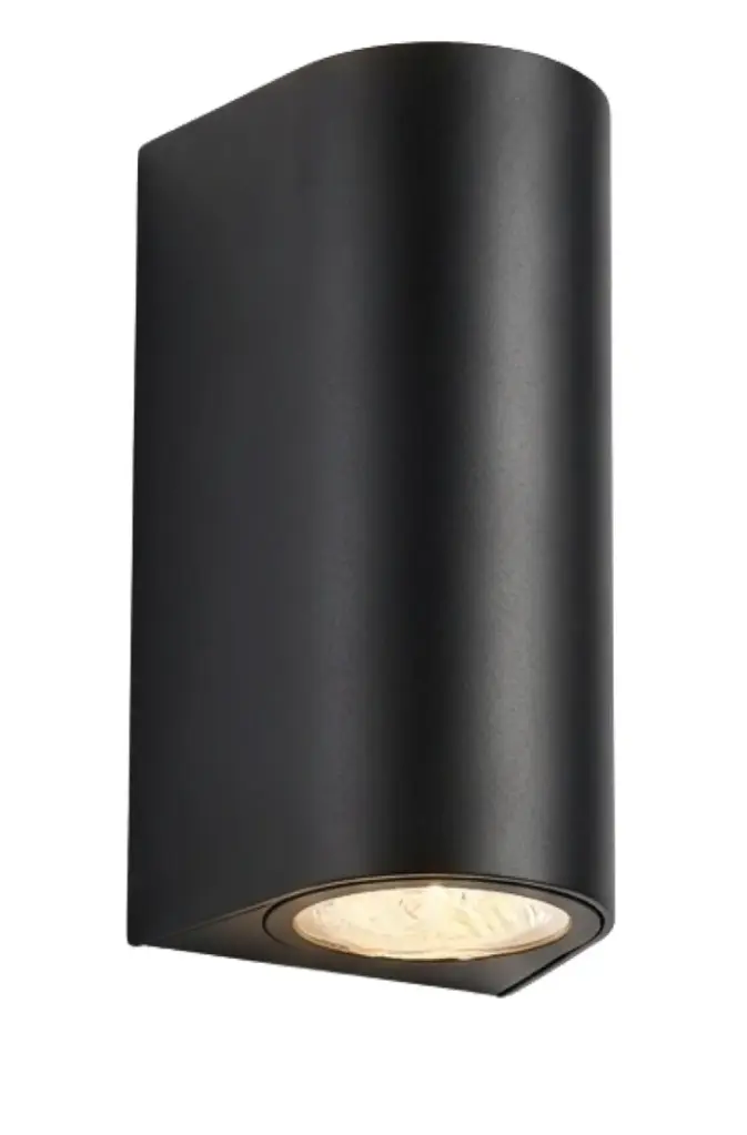 APLIQUE DE PARED PARA GU10 X 2 IP65 SUPERFICIAL 153 X 65 X 75 MM CILINDRO NEGRO REF. AI-WLGU-2 MARCA ARTIG LIGHT