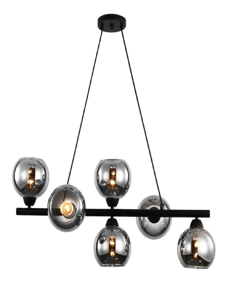 LAMPARA LED COLGANTE E27 6 LUCES 110-240 V 82X35X95 CM C/ NEGRO REF. DI-200-BK-Z MARCA KASALIGHT