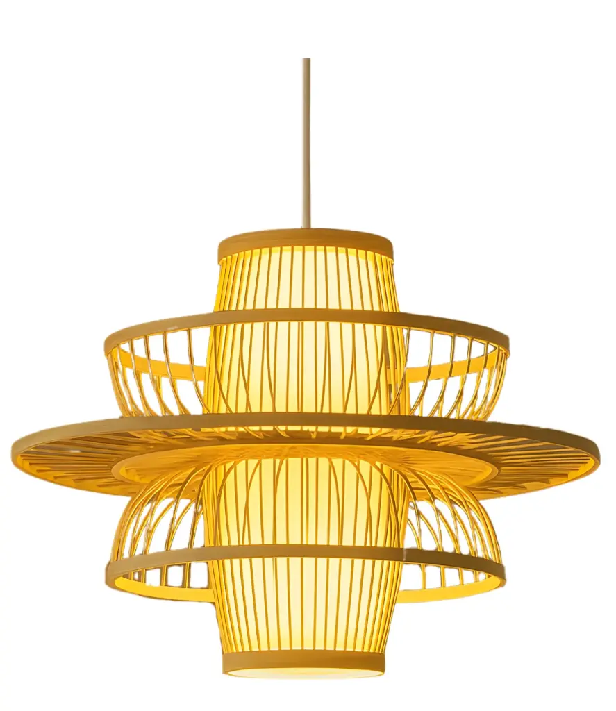 LAMPARA COLGANTE BAMBU E27 110-240 V 40X36 CM C/ BLANCO-MADERA REF. DI-427-WD-Z MARCA KASALIGHT