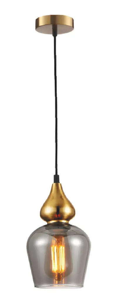 LAMPARA COLGANTE E27 110-240V 14X100 CM C/ DORADO REF. DI-80-BRS-Z MARCA KASALIGHT