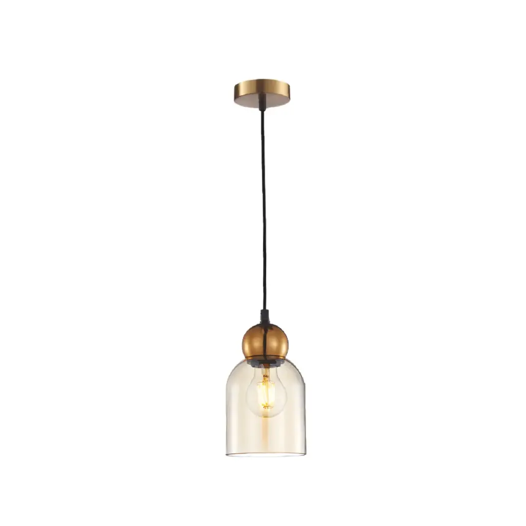LAMPARA COLGANTE E27 110-240V 12X100 CM C/ AMBAR REF. DI-83-BRS-Z MARCA KASALIGHT / ARTIG LIGHT