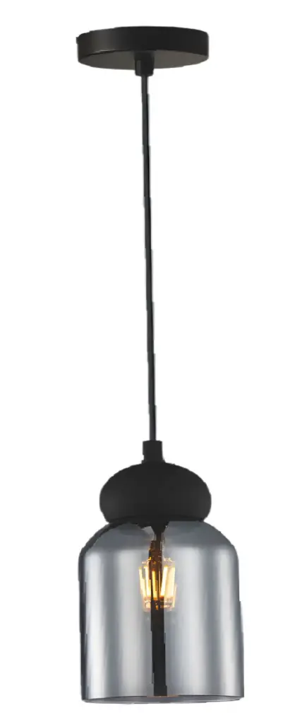 LAMPARA COLGANTE E27 110-240V 10X100 CM C/ NEGRO SMOKE REF. DI-84-BK-Z MARCA KASALIGHT