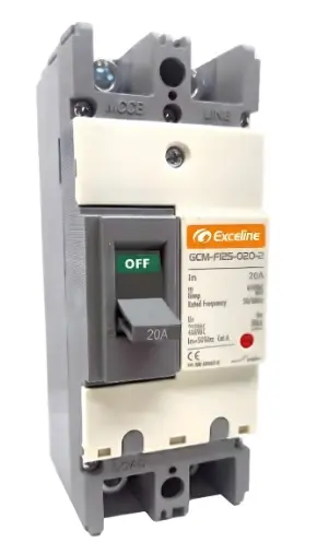 BREAKER TERMOMAGNETICO 2 X 20 AMP CAJA MOLDEADA FIJO REF. GCM-F125-020-2 / 008674 MARCA EXCELINE