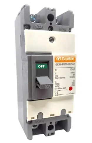 BREAKER TERMOMAGNETICO 2 X 100 AMP CAJA MOLDEADA FIJO REF. GCM-F125-100-2 / 008735 MARCA EXCELINE