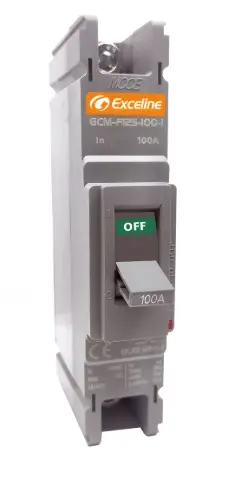BREAKER TERMOMAGNETICO 1 X 100 AMP CAJA MOLDEADA FIJO REF. GCM-F125-100-1 / 008643 MARCA EXCELINE