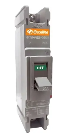 BREAKER TERMOMAGNETICO 1 X 20 AMP CAJA MOLDEADA FIJO REF. GCM-F125-020-1 MARCA EXCELINE