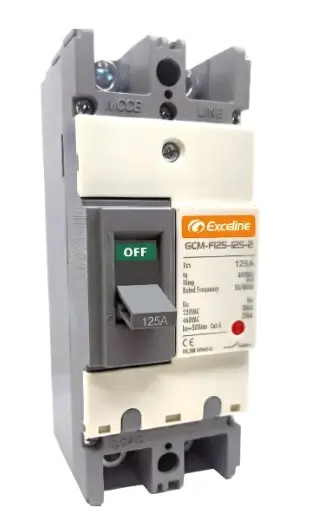 BREAKER TERMOMAGNETICO 2 X 125 AMP CAJA MOLDEADA FIJO REF. GCM-F125-125-2 / 008742 MARCA EXCELINE