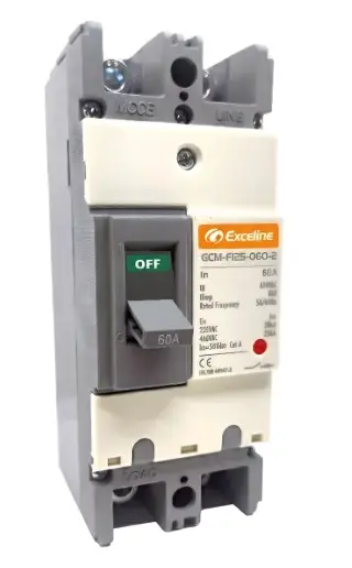 BREAKER TERMOMAGNETICO 2 X 60 AMP CAJA MOLDEADA FIJO REF. GCM-F125-060-2 / 008711 MARCA EXCELINE