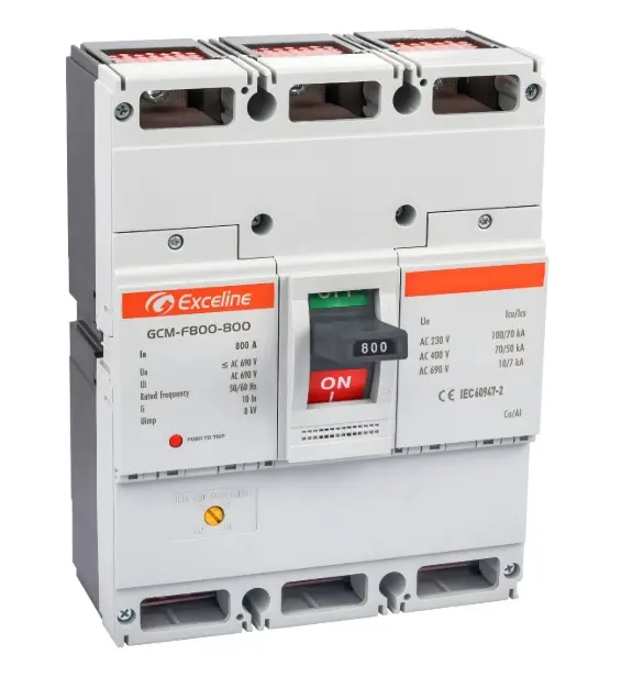 BREAKER TERMOMAGNETICO 3 X 800 AMP TENSION MAX. 690 V CAJA MOLDEADA AJUSTABLE REF. GCM-F800-800 / 009220 EXCELINE
