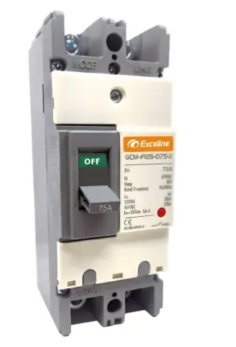 BREAKER TERMOMAGNETICO 2 X 75 AMP CAJA MOLDEADA FIJO REF. GCM-F125-075-2 / 008728 MARCA EXCELINE