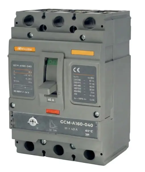 BREAKER TERMOMAGNETICO 3 X 40 AMP TENSION MAX. 690 V CAJA MOLDEADA AJUSTABLE REF. GCM-A160-040 / 009084 EXCELINE