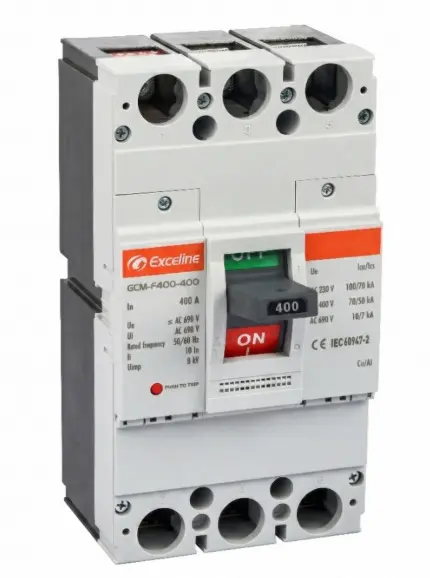 BREAKER TERMOMAGNETICO 3 X 400 AMP CAJA MOLDEADA FIJO REF. GCM-F400-400 / 009251 MARCA EXCELINE