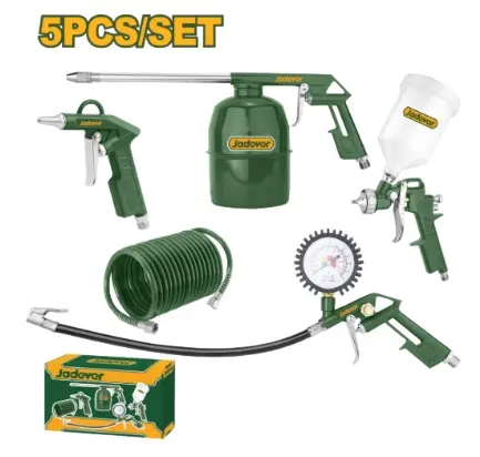 JUEGO DE HERRAMIENTAS NEUMATICAS 5 PZS (MANG / PIST AIRE / PIST. PULV. / PIST LAV. / PIST INFL.) REF. JDAX1505 MARCA JADEVER