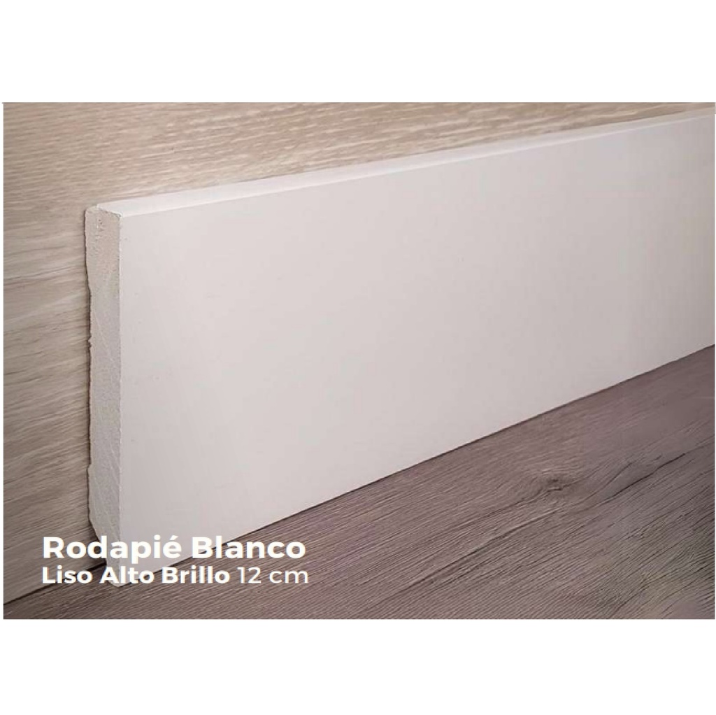 RODAPIE / ZOCALO P/ PISOS SPC CLICK BLANCO LISO NACIONAL DE PVC 9 CM X 2,40 MTS ESP 9 MM REF JX924-W EXTREME 